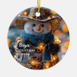 Ornamento Personalizado Cowboy Snowman