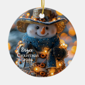 Ornamento Personalizado Cowboy Snowman