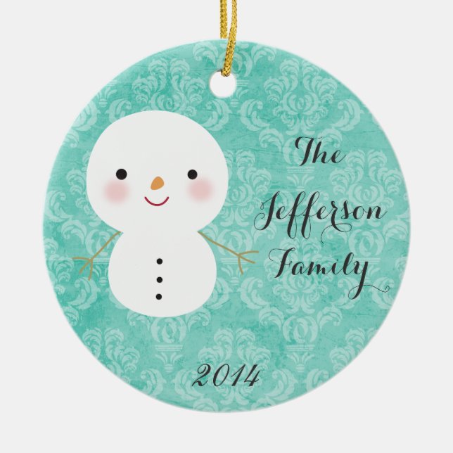 Ornamento Personalizado da Família Snowman de Nata (Frente)