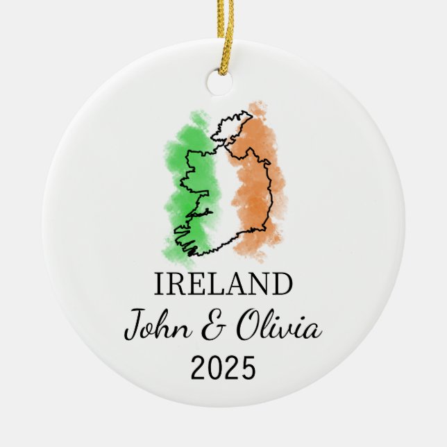 Ornamento Personalizado da Irlanda, Irish Flag Gif (Frente)