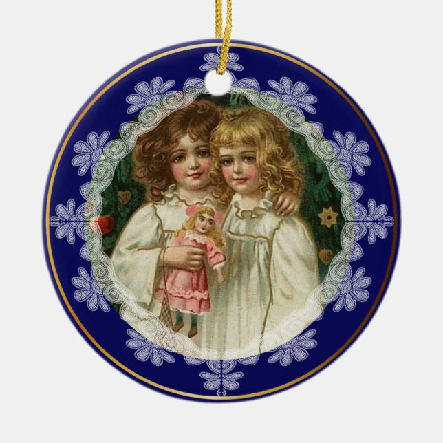 Ornamento personalizado da Vintage de Natal (Frente)