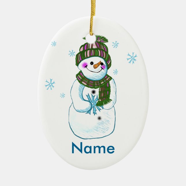 Ornamento personalizado da vovó Snowman (Frente)