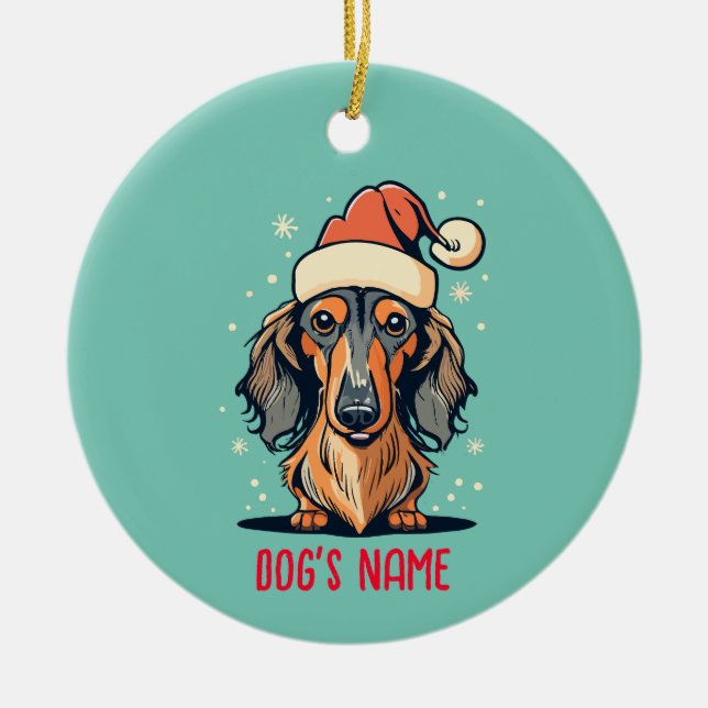 Ornamento Personalizado de Cão de Dachshund de Cab (Frente)