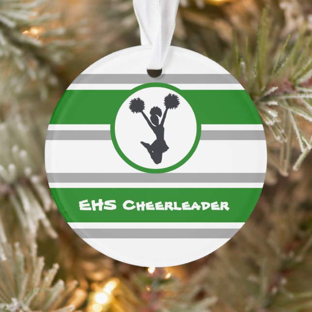 Ornamento Personalizado de Cheerleaderes Verde e P (Árvore)