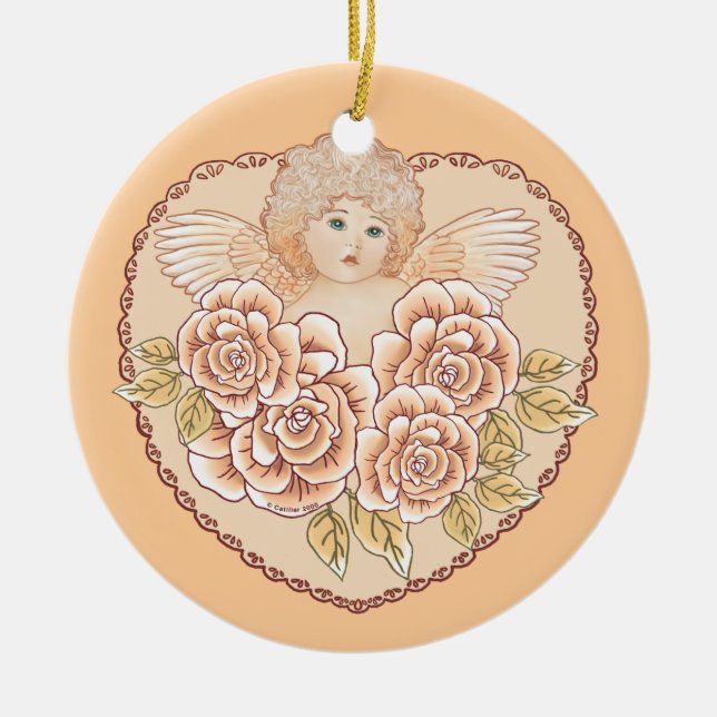 ornamento personalizado de Cherub Angel Heart (Frente)