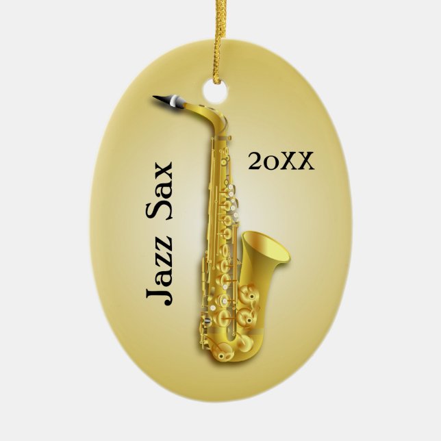 Ornamento Personalizado de Fotos Musical Saxofone (Frente)