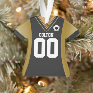 Ornamento Personalizado de Jersey Preto/Dourado