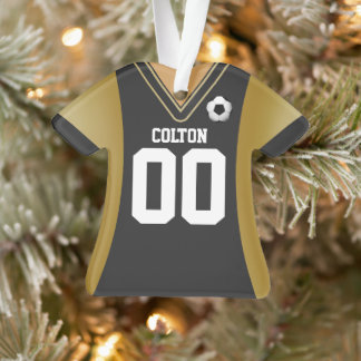Ornamento Personalizado de Jersey Preto/Dourado