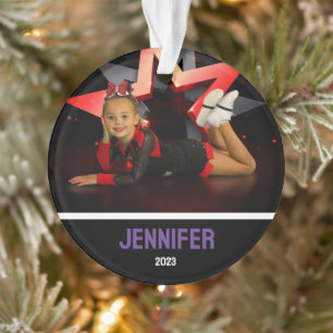Ornamento Personalizado de Liderança de Foto Roxo
