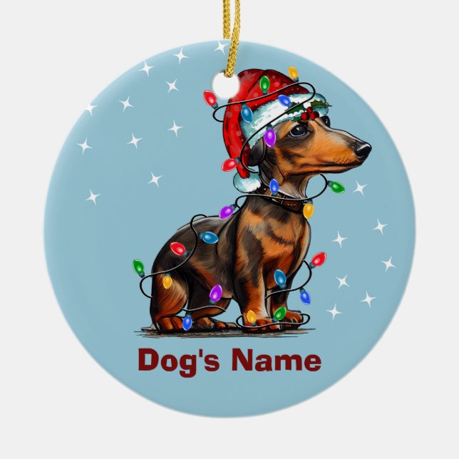 Ornamento Personalizado de Natal para Cão de Dachs (Frente)
