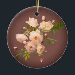 Ornamento Personalizado de Rosas Românticos<br><div class="desc">Rosas românticas num fundo vermelho escuro,  ornamento personalizado.</div>