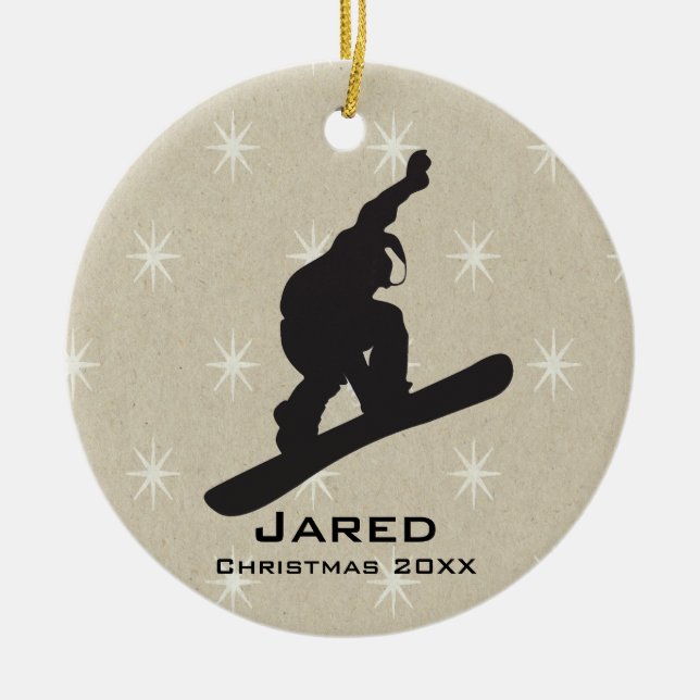 Ornamento Personalizado de Snowboard (Frente)