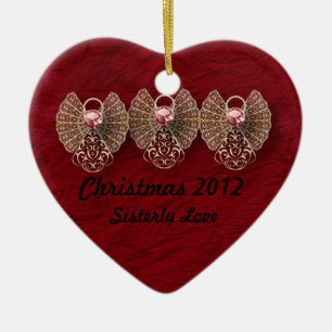 Ornamento personalizado do coração amor Sisterly