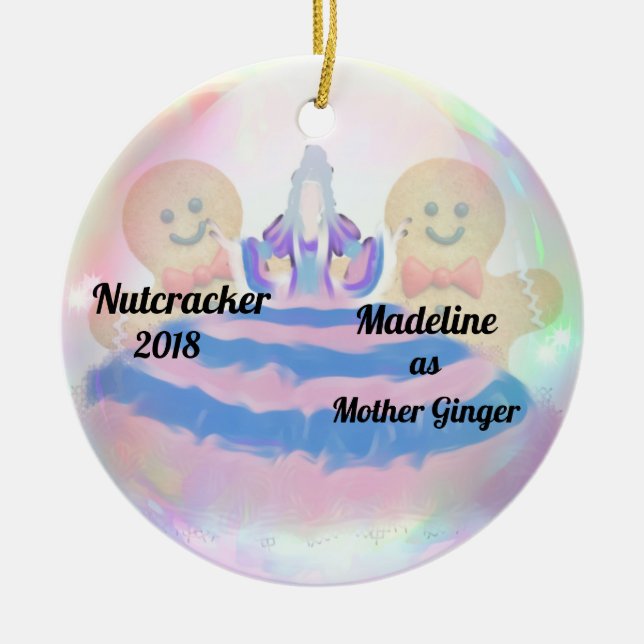 Ornamento personalizado do Nutcracker - gengibre (Frente)