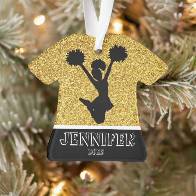 Ornamento Personalizado Dourado e Preto de Cheerhe (Árvore)