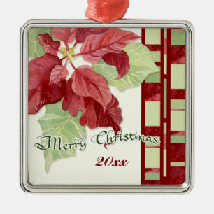 Ornamento Personalizado Elegante Poinsettia Christ