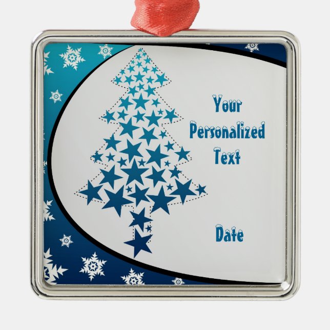 ornamento personalizado em floco de neve azul (Frente)