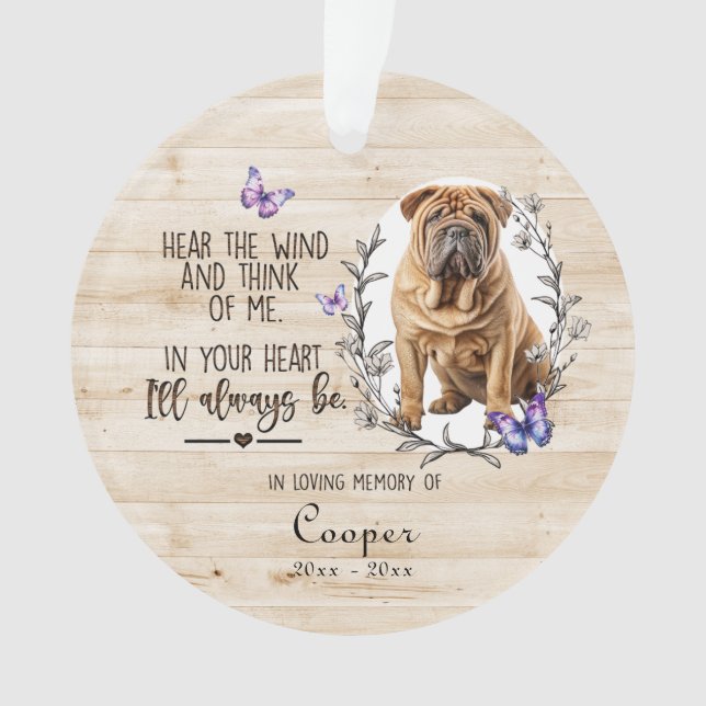 Ornamento Personalizado em Memórias de Amor Cachorro Floral  (Frente)