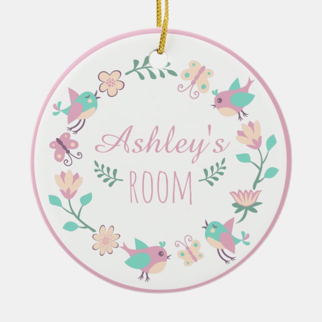 Ornamento Personalizado Floral Para O Quarto De Me (Frente)