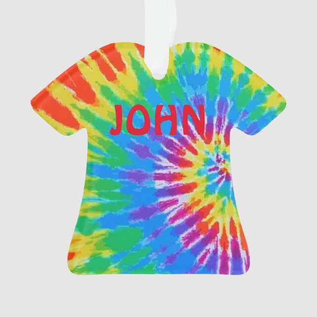 Ornamento Personalizado John Tie Dye Spiral Rainbow (Frente)