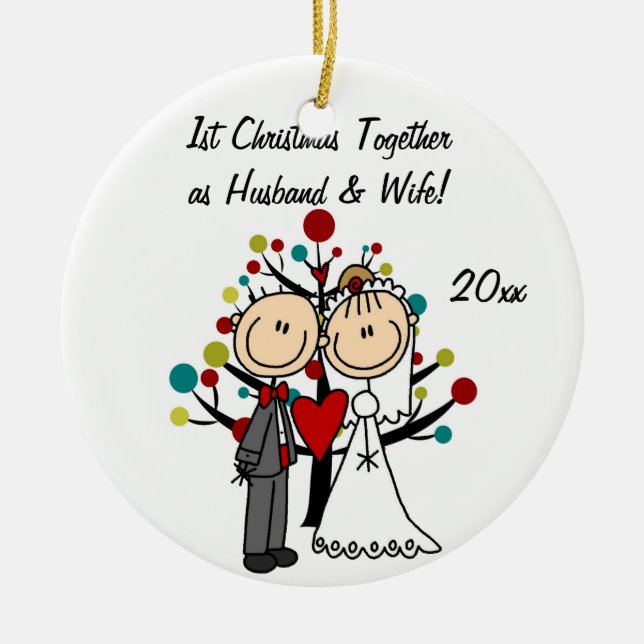 Ornamento personalizado ø Natal Wedding do casal (Frente)
