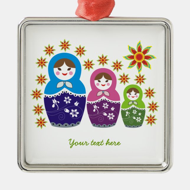 ornamento personalizado russo Matryoshka Dolls (Frente)