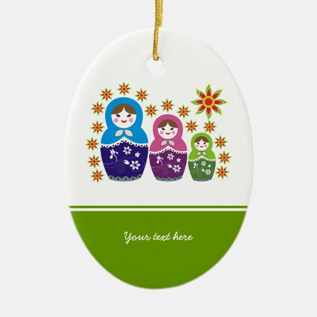 ornamento personalizado russo Matryoshka Dolls (Frente)
