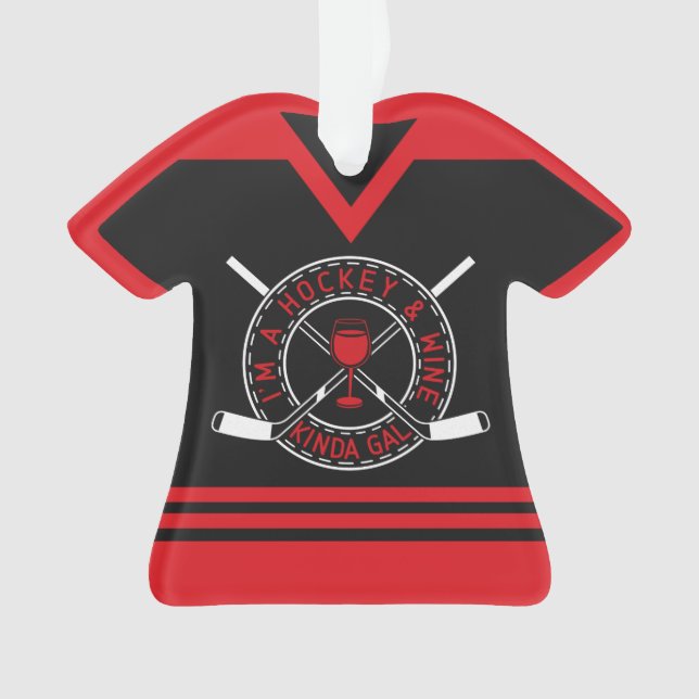 Ornamento Personalizável de Hockey & Wine Jersey (Frente)