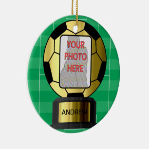 Ornamento personalizável de prêmio de bola de fute