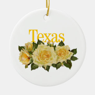 Ornamento Personalizável do Texas com Rosas Amarel