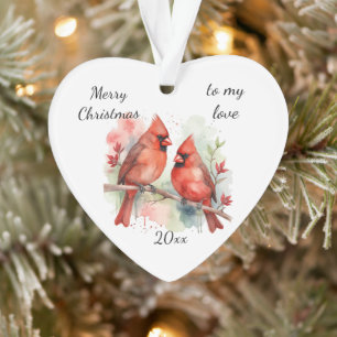 Ornamento Personalize Cardinal Datado para o meu Amor