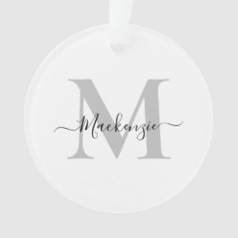 Ornamento Personalize Inicial de Monograma em Acrílico
