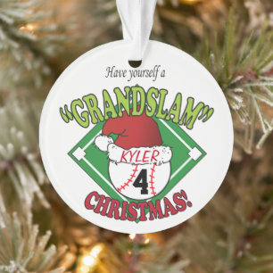 Ornamento Personalize o Grande Slam ⚾ Baseball no Natal