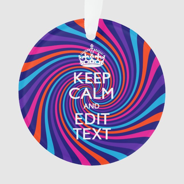 Ornamento Personalize sua espiral Manter Texto Calmo Multico (Frente)