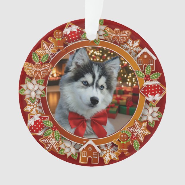 Ornamento Personalized Pet Photo "Love" Gold Glitter (Frente)