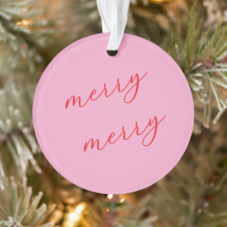 Ornamento Personalized Photo Elegant Script Pink Christmas