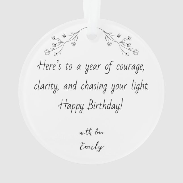 Ornamento Personalized Photo Ornament for Birthday with Text (Verso)