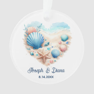 Ornamento Personalized Valentine Anniversary Seashell Heart