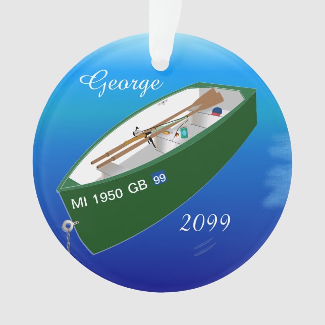 Ornamento Pescador Pesca De Barco De Linha Personalizado (Frente)