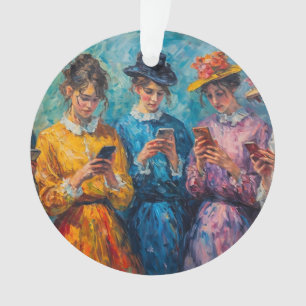 Ornamento pessoas do século 19 usando smartphones