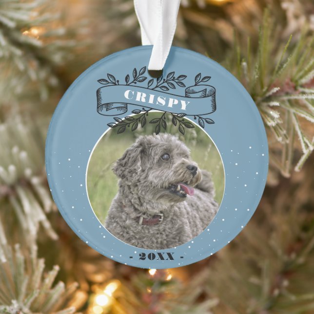 Ornamento Pet de Fita Elegante de Cão Personalizado (Árvore)