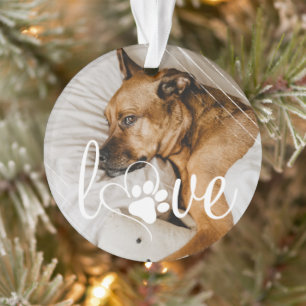 Ornamento Pet Life Love Foto de Cotação de Coração de