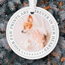 Ornamento Pet Memorial Paw Imprime Foto Chic Elegante Para C