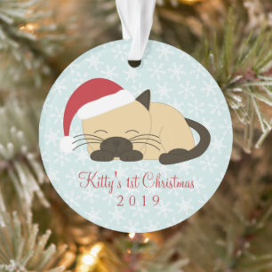 Ornamento Pet Photo Pointed Cat Christmas