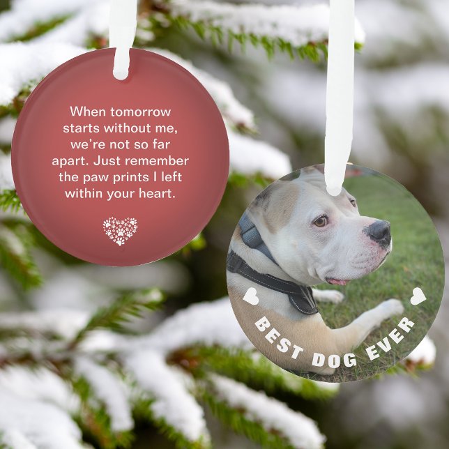 Ornamento Pet Poem Foto do Memorial Vermelho do Cão (Dog Pet Poem Photo Red Memorial Keepsake Ornament)