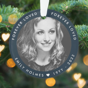 Ornamento Photo Memorial Navy Blue Photo Tribute Christmas