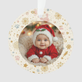 Ornamento Photo Ornament – Golden Fireworks, Paw Prints