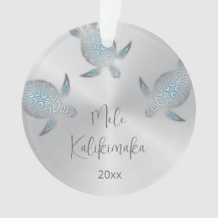 Ornamento PHOTO Prata Tartarugas   Mele Kalikimaka Ou