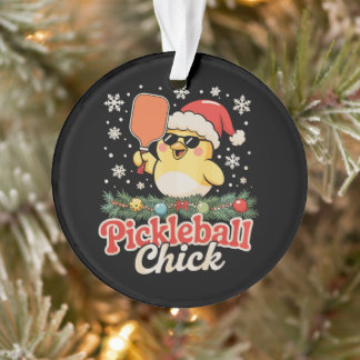 Ornamento Pickleball Chick Chapéu de Papai Noel Óculos de So