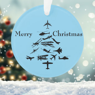 Ornamento Piloto Avião Árvore de Natal Aviação WW2 Simples